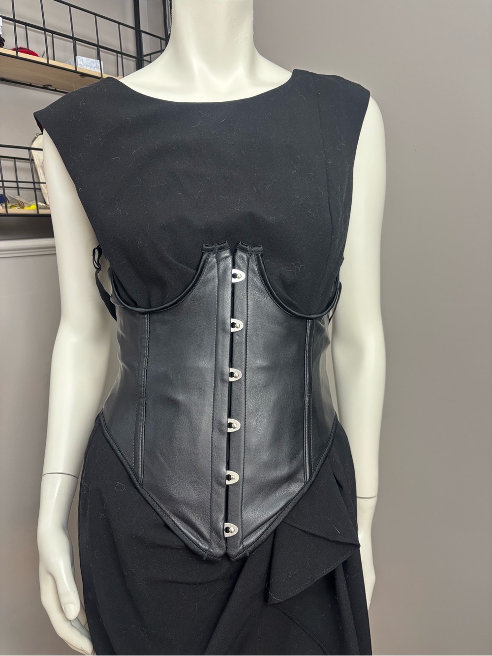 Black Faux Leather Underbust Corset Belt